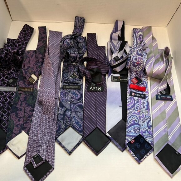 Vintage Lot of 8 Purple Silk Ties Valentino Countess Mara Chaps Stacy Adams - Picture 6 of 12